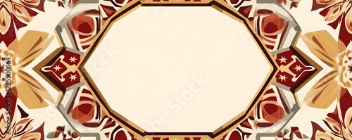 Geometric floral decorative frame design with an empty center