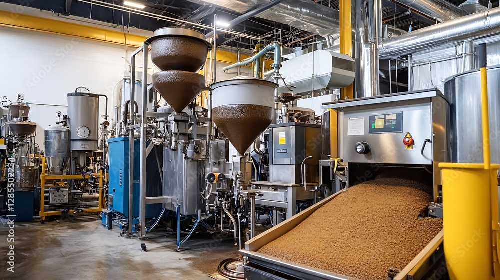 Industrial Processing Facility with Machinery for Food or Beverage Production : Generative AI Industrial Processing Facility with Machinery for Food or Beverage Production : Generative AI