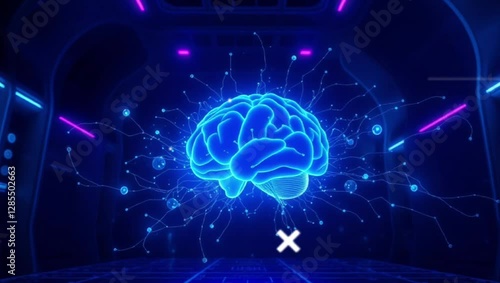 Digital representation of the human brain, illustration of a concept related to artificial intelligence or neuroscience