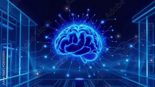 Digital representation of the human brain, illustration of a concept related to artificial intelligence or neuroscience