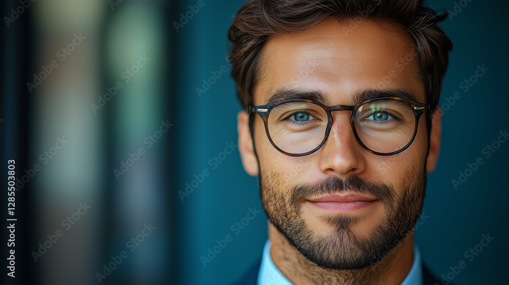 Portrait of a Confident Man with Glasses: A Close-up Image of a Handsome Businessman Portrait of a Confident Man with Glasses: A Close-up Image of a Handsome Businessman