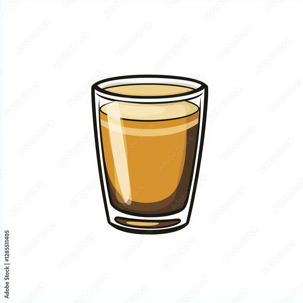 Small glass cup of espresso with a golden crema, ideal for coffee, cafe, and beverage-themed vector designs Small glass cup of espresso with a golden crema, ideal for coffee, cafe, and beverage-themed vector designs