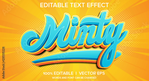 minty vector text effect with modern style design