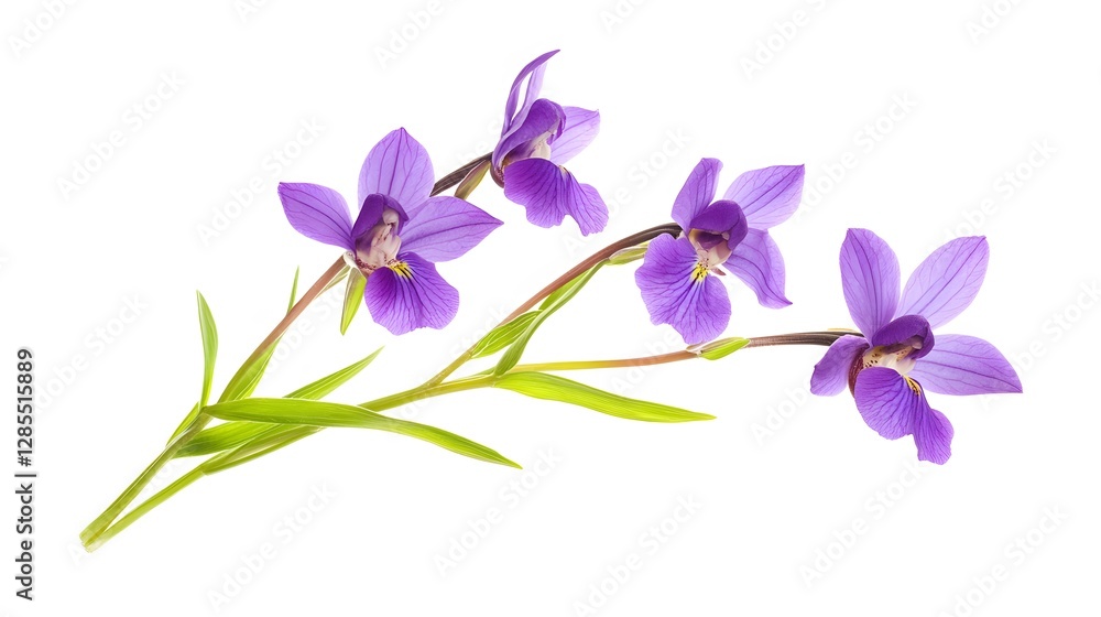 Obraz premium A small purple orchid, clean white background, transparent isolate