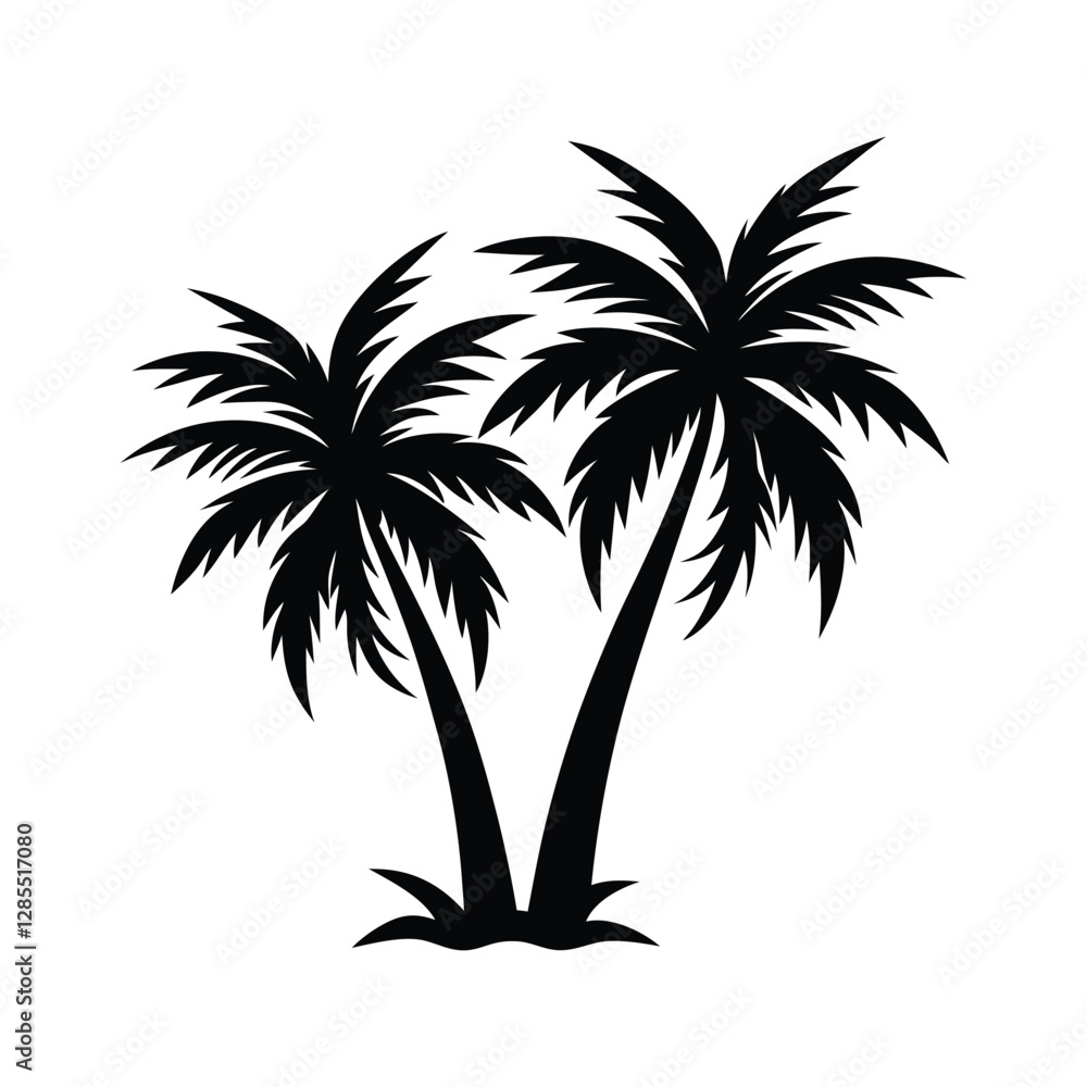 Two Silhouetted Palm Trees Against a White Background
Two Silhouetted Palm Trees Against a White Background