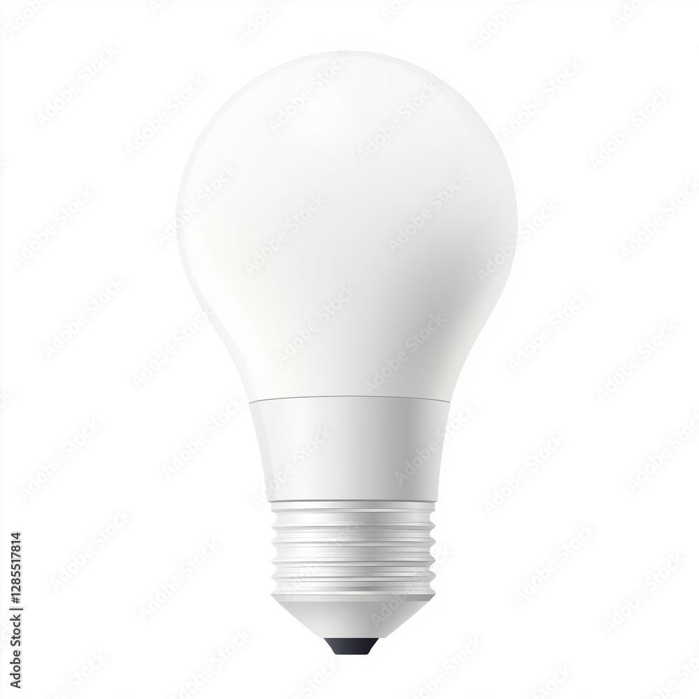 Realistic white smart light bulb with a screw base. Ideal for technology-themed visuals, smart home illustrations, and energy-efficient product designs Realistic white smart light bulb with a screw base. Ideal for technology-themed visuals, smart home illustrations, and energy-efficient product designs