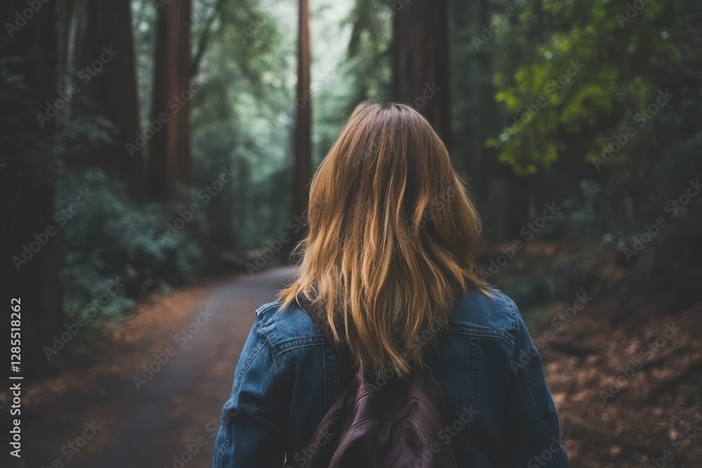 Exploring the tranquility of Muir Woods Redwoods while walking through towering trees in California, POV female walking Muir Woods Redwood forest USA Exploring the tranquility of Muir Woods Redwoods while walking through towering trees in California, POV female walking Muir Woods Redwood forest USA