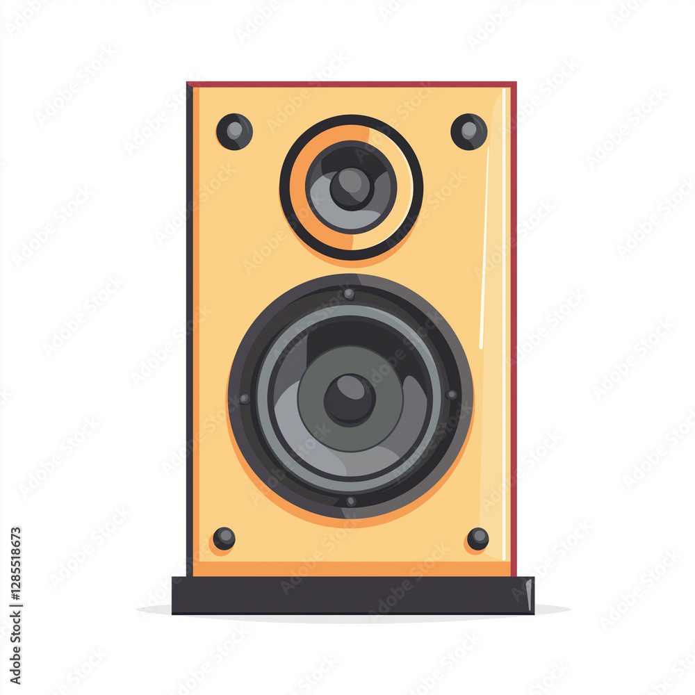 Wooden speaker system with dual drivers for high-quality sound. Perfect for audio-themed illustrations, home entertainment visuals, and tech designs Wooden speaker system with dual drivers for high-quality sound. Perfect for audio-themed illustrations, home entertainment visuals, and tech designs