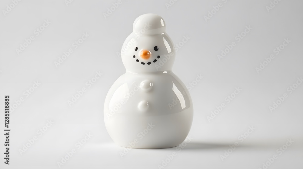 A small white snowman figurine, clean white background, transparent isolate A small white snowman figurine, clean white background, transparent isolate