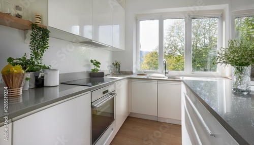 White kitchen with a window