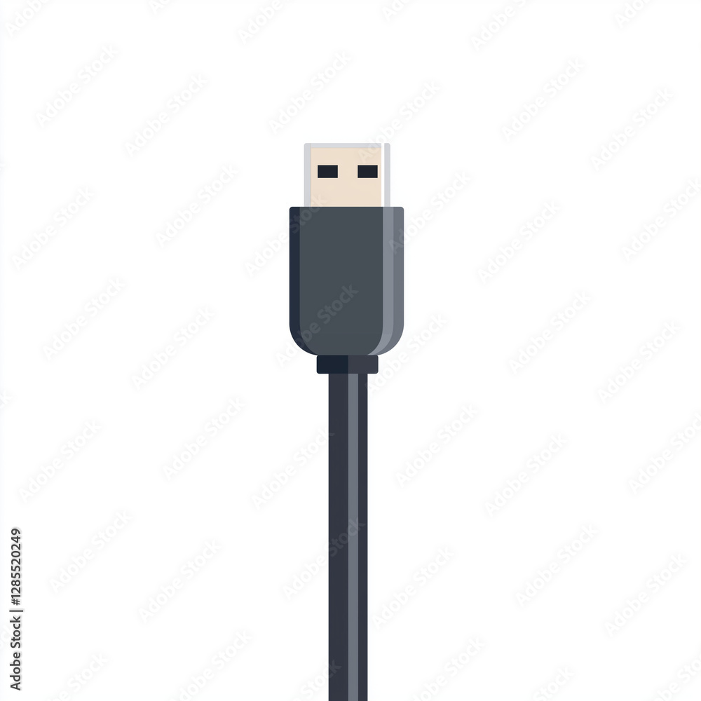 Dark gray USB-C cable with a gold connector, suitable for modern technology, office setups, and electronics-themed projects
