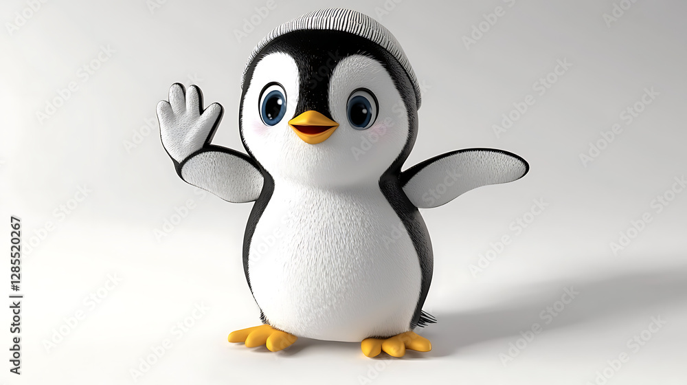 Fototapeta premium A cute penguin is waving at the camera. generated using AI