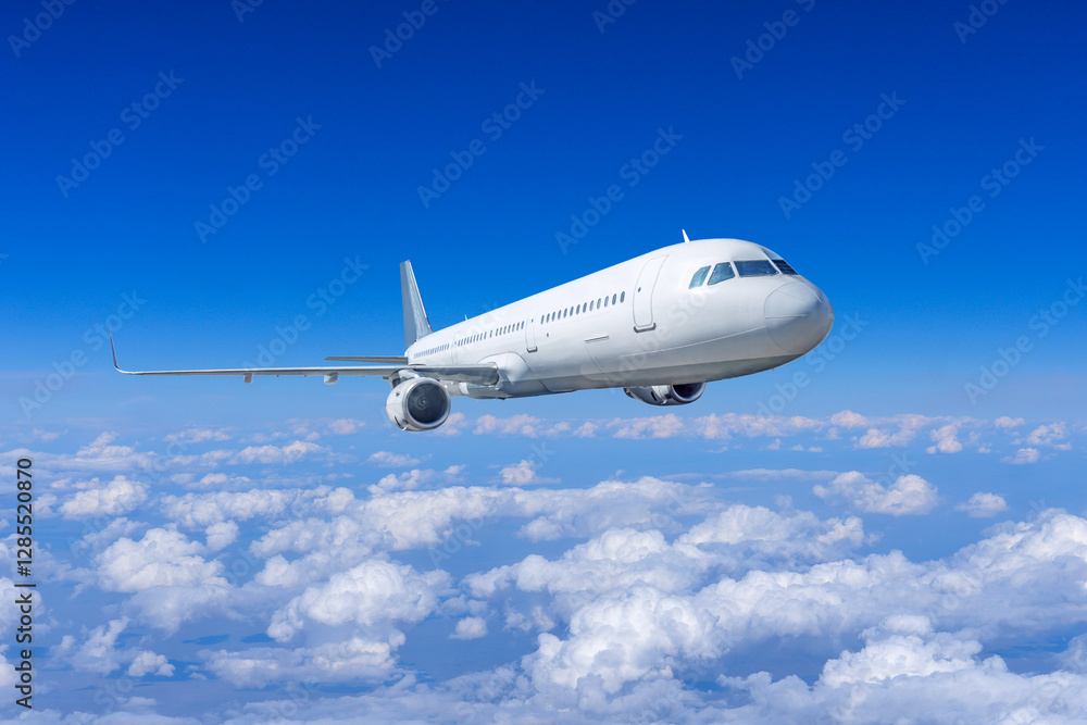 Beautiful view of clouds and passenger plane flying at high altitude, in the daytime sky overcast, cloudscape. Beautiful view of clouds and passenger plane flying at high altitude, in the daytime sky overcast, cloudscape.