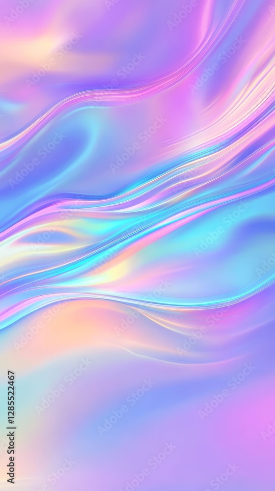 Fototapeta premium Iridescent neon hues blend with soft pastel gradients, evoking a futuristic, dreamlike ambiance. 