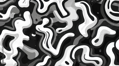 Wallpaper Mural Abstract Black and White Fluid Shapes for Creative Background Use Torontodigital.ca