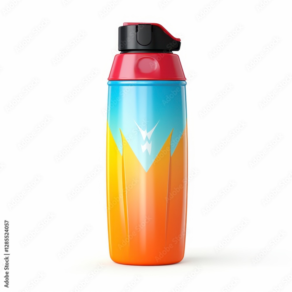 A colorful water bottle on a white background A colorful water bottle on a white background