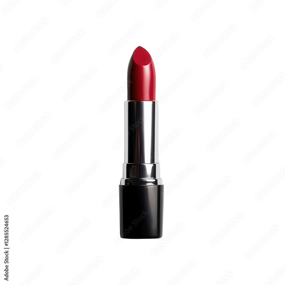 Vibrant Red Lipstick with Sleek Case Perfect for Beauty and Makeup Promotion on Stock Photo Platform Vibrant Red Lipstick with Sleek Case Perfect for Beauty and Makeup Promotion on Stock Photo Platform