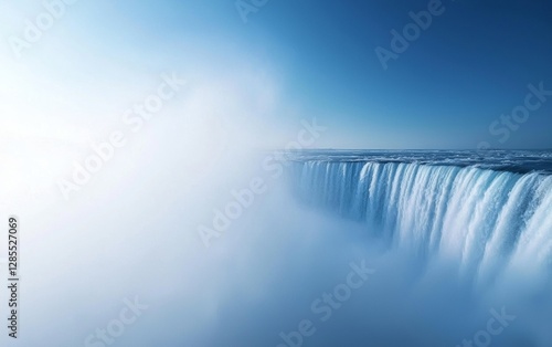 Majestic waterfall surrounded by mist at dawn showcasing nature's beauty and tranquility