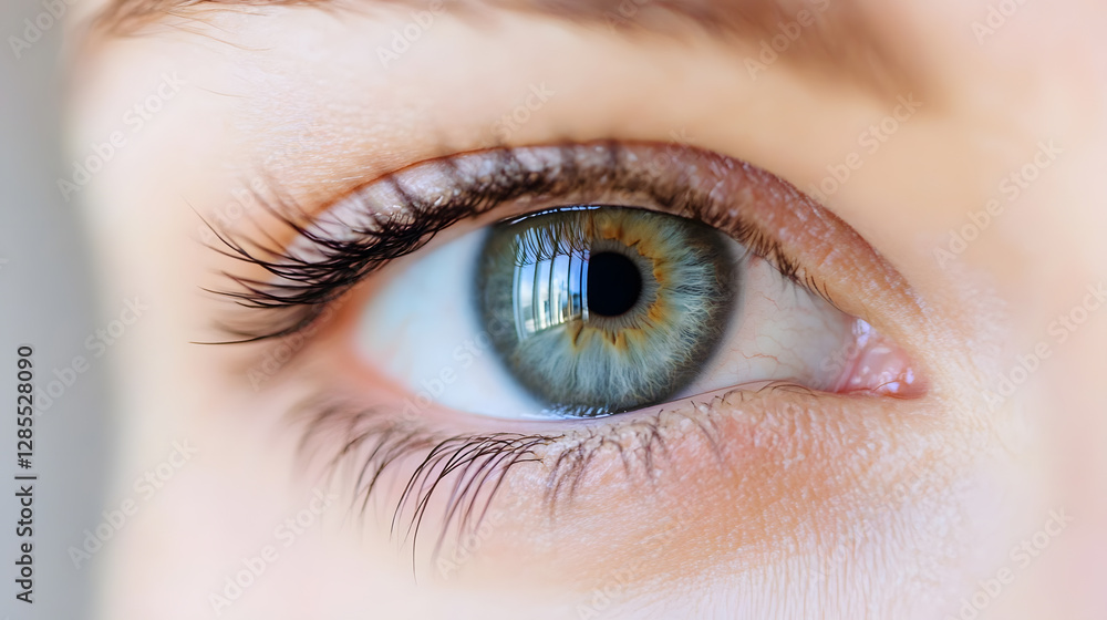Closeup of vibrant blue human eye with detailed iris and reflection : Generative AI Closeup of vibrant blue human eye with detailed iris and reflection : Generative AI
