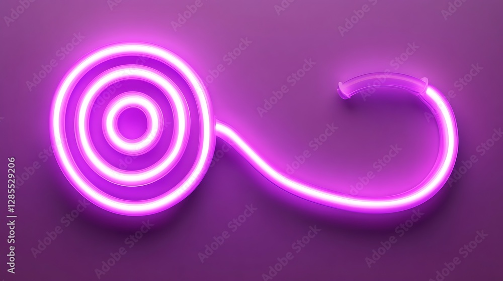 Abstract Purple Neon Light Design with Circular and Curving Elements Abstract Purple Neon Light Design with Circular and Curving Elements