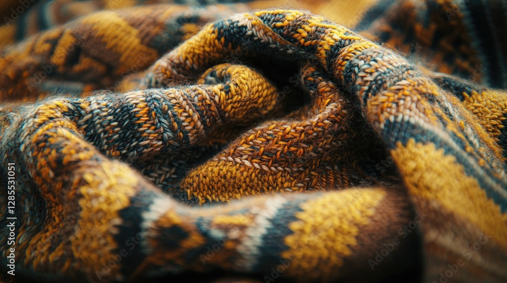 Cozy Textured Knit Fabric with Warm Earthy Tones and Patterns Cozy Textured Knit Fabric with Warm Earthy Tones and Patterns