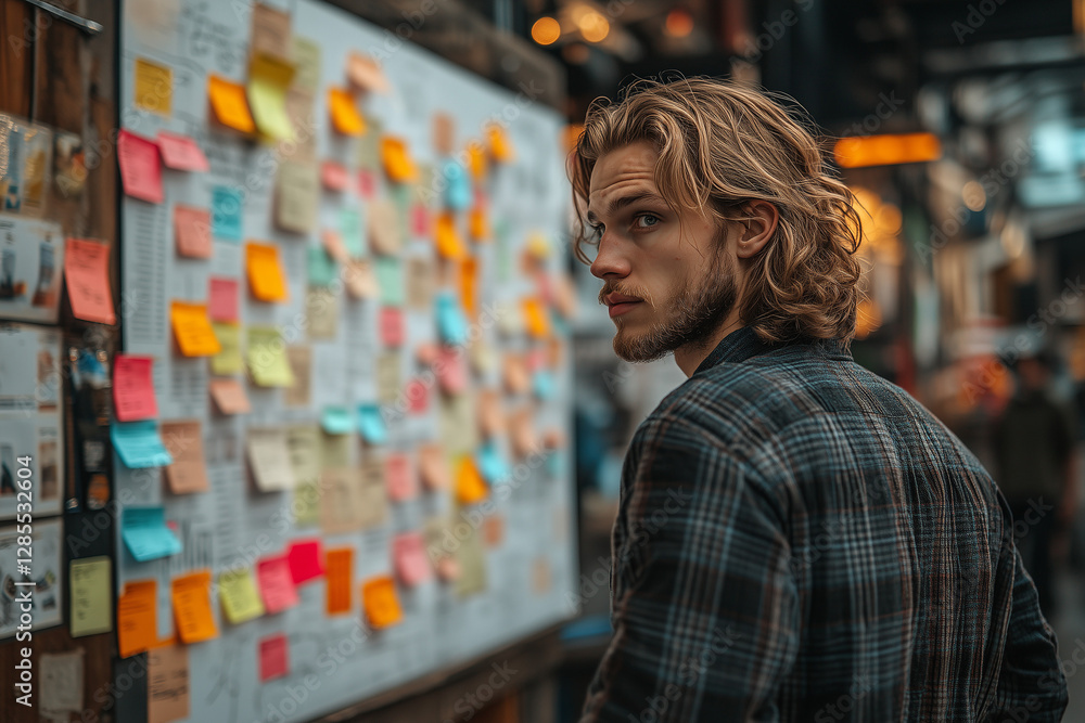 Fototapeta premium a man standing in front planning board