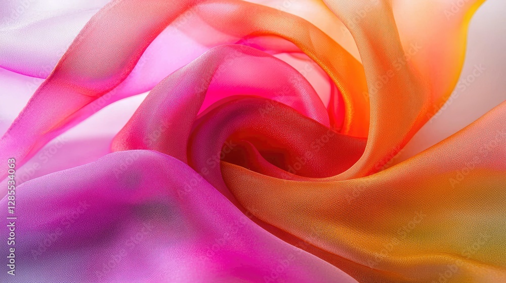 Fototapeta premium Colorful Silks in Swirling Patterns with Soft Gradient Texture