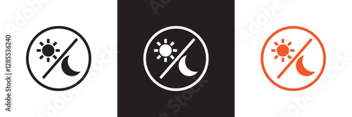 Day And Night Cycle  Icon. Sun And Moon With Arrows Representing Time Transition Glyph Symbol. Daytime And Night time Change.  Isolated on white and black background. Vector illustration. EPS 10