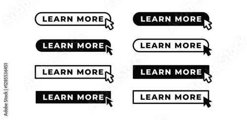 learn more button bar symbol sign icon vector design black white color flat illustration template sets