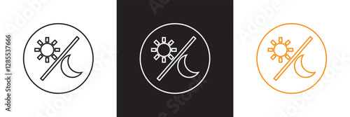 Day And Night Cycle  Icon. Sun And Moon With Arrows Representing Time Transition Glyph Symbol. Daytime And Night time Change.  Isolated on white and black background. Vector illustration. EPS 10