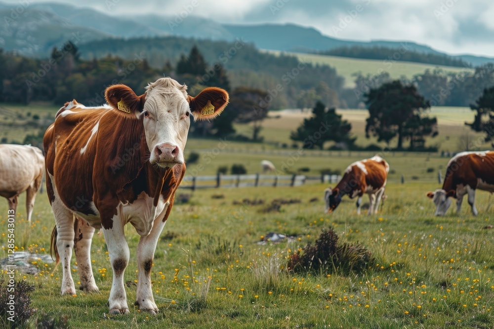 Cows and Cattle Grazing in Tasmania Australia in a Farm in the Countryside Cows and Cattle Grazing in Tasmania Australia in a Farm in the Countryside