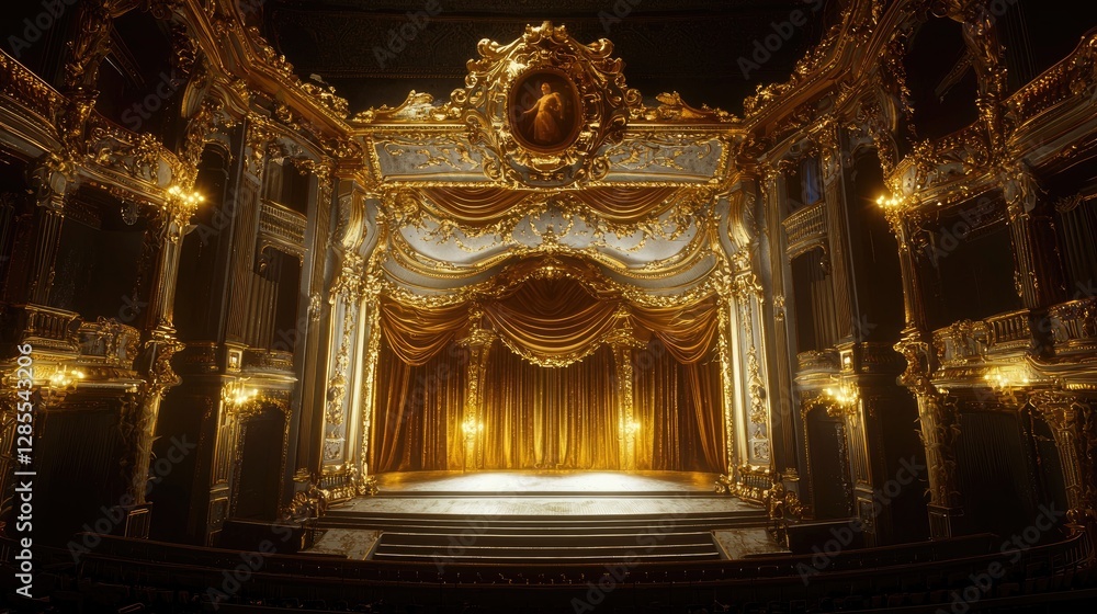Obraz premium Elegant Theater Stage with Opulent Decor and Golden Accents