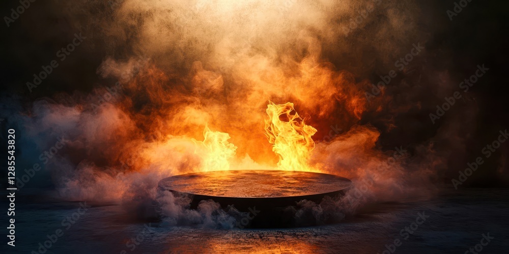 Fire is burning in the air and the smoke is covering the ground Fire is burning in the air and the smoke is covering the ground