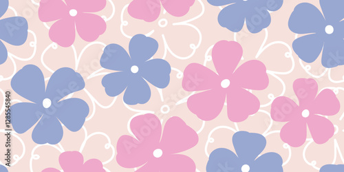 Childish floral seamless pattern in pastel colors. Girls' favorite cute flower patterns, design for fabric, textile, covers, gift wrap, wallpaper.