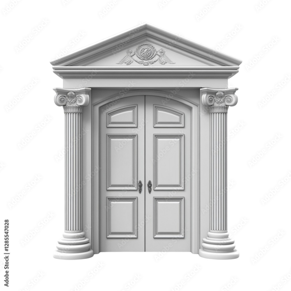 Obraz premium Elegant Classical Double Door Entrance with Columns and Pediment