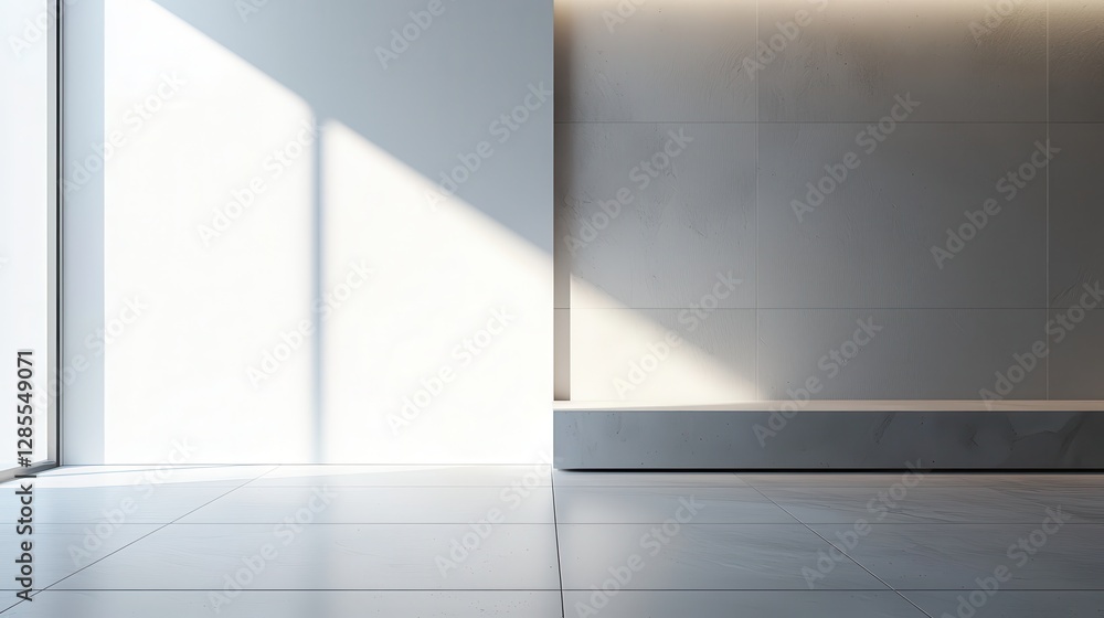 Minimalist Interior Space with Natural Light and Shadow Patterns Minimalist Interior Space with Natural Light and Shadow Patterns