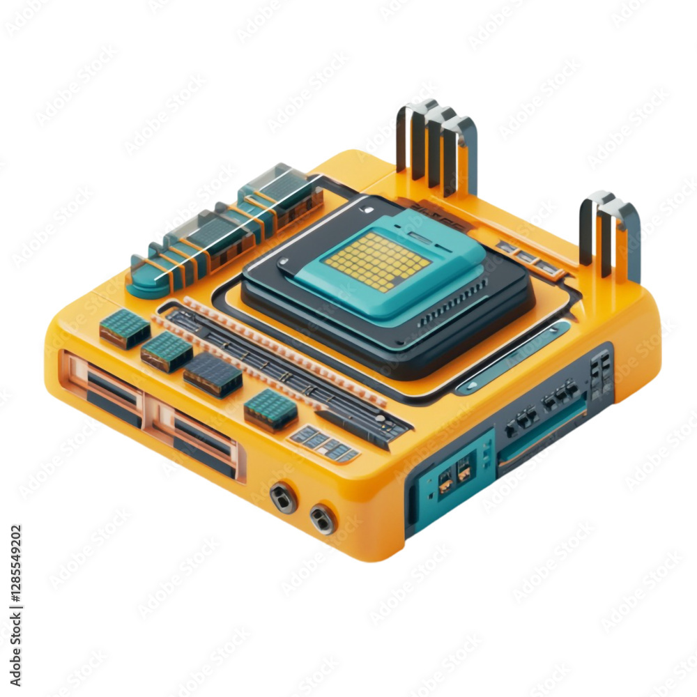 Futuristic yellow computer chip motherboard technology design Futuristic yellow computer chip motherboard technology design