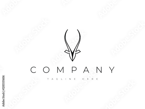 gazelle oryx head line logo design