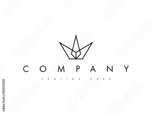 minimal luxury crown line king queen logo design