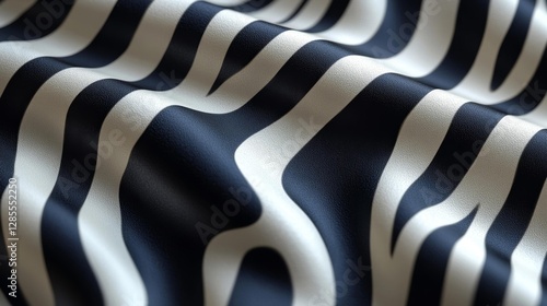 Close-up of Zebra Stripes on a Soft Curved Surface. Generative AI