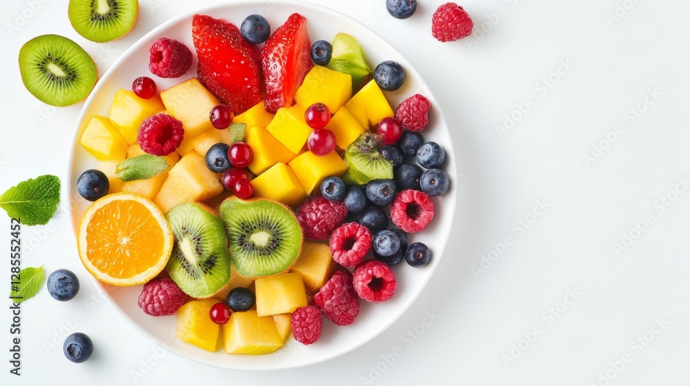 Fresh fruits and berries arranged on a white plate, showcasing natural vibrancy and simplicity.
Fresh fruits and berries arranged on a white plate, showcasing natural vibrancy and simplicity.