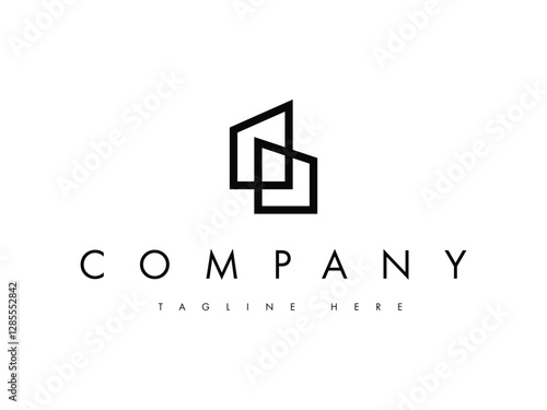 minimal building office architect real estate line logo design