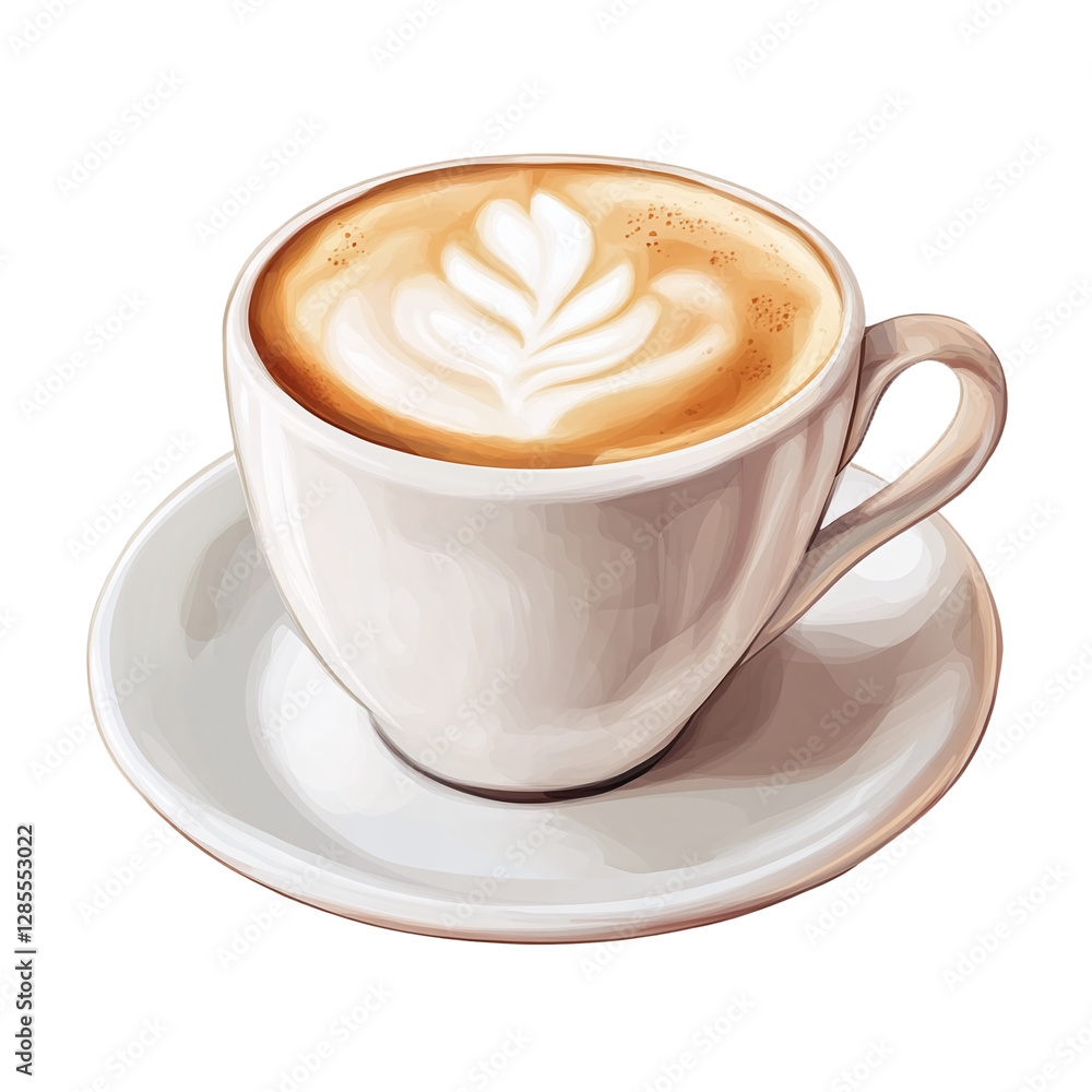Cappuccino with latte art, isolated on a transparent background. Cappuccino with latte art, isolated on a transparent background.
