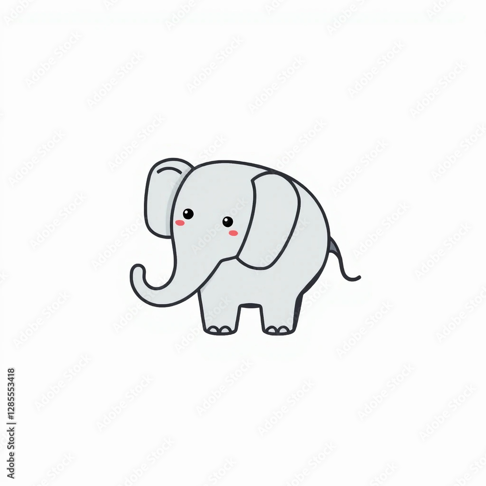 Minimalist and stylized cartoon elephant Minimalist and stylized cartoon elephant
