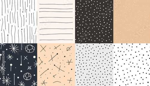 a grid of six distinct patterns, each with its own unique design and color scheme.