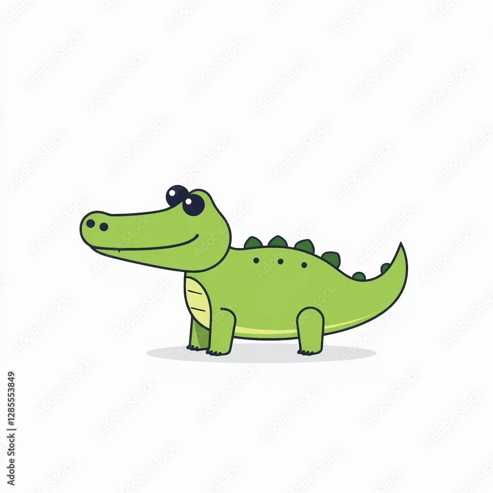 Naklejka premium Minimalist and stylized cartoon crocodile