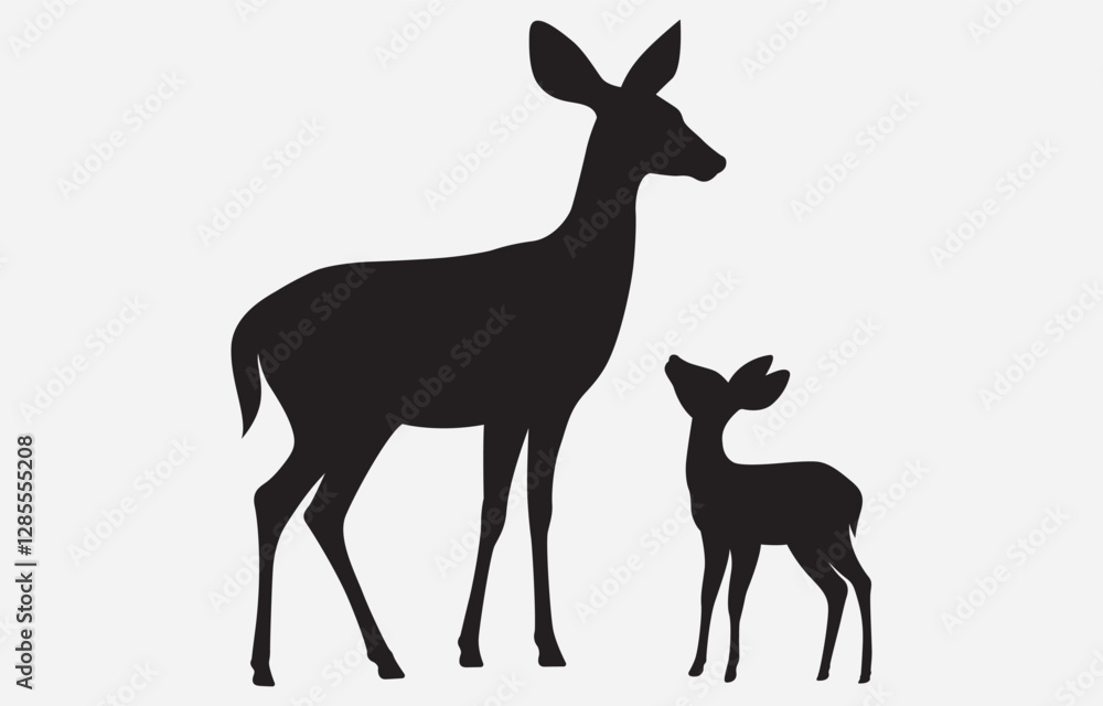 Fototapeta premium Deer silhouette vector art Illustration Isolated on white background