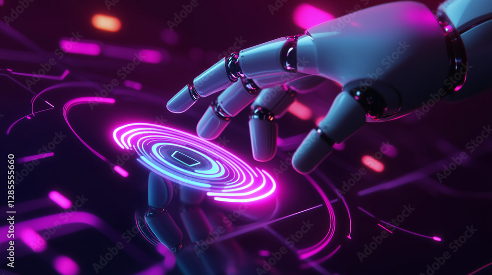 Fototapeta premium Robotic Hand and Futuristic Interface