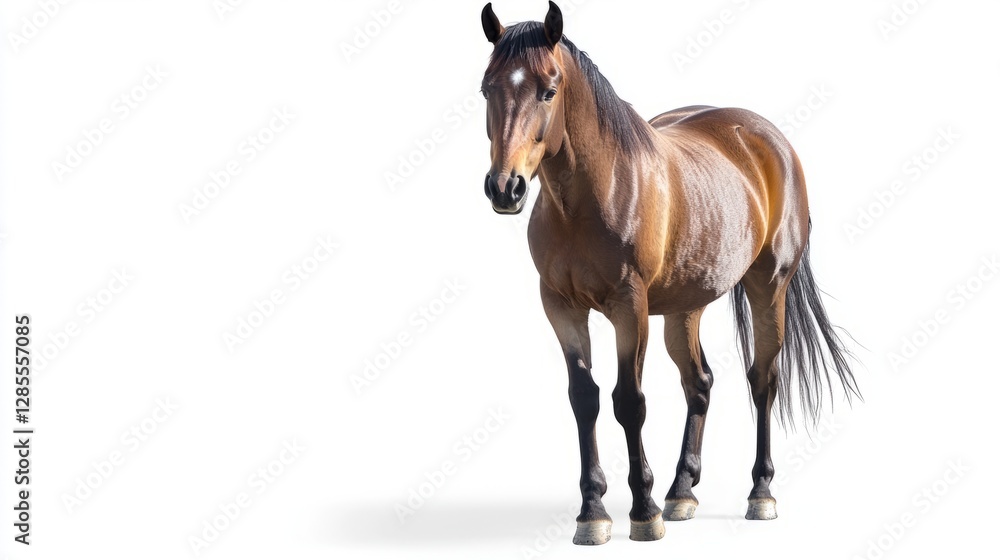 Obraz premium Bay horse in a clean, minimalist composition, symbolizing elegance and simplicity. 