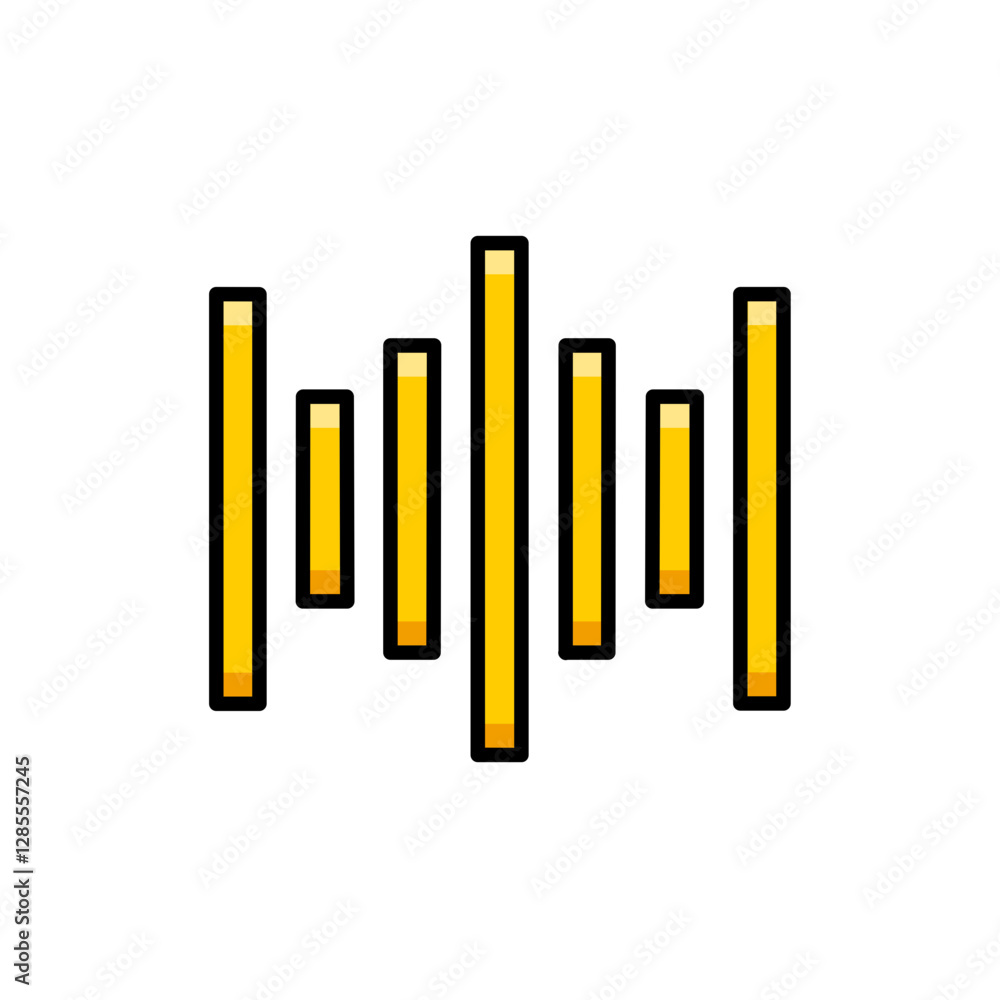 Sound Waves Icon with Black Outlines on White Background Sound Waves Icon with Black Outlines on White Background